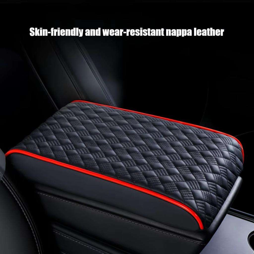 Diamond Embroider PU Leather Car Center Console Pad & Riser Cushion - Comfortable, Wear Resistant Universal Armrest Cushion