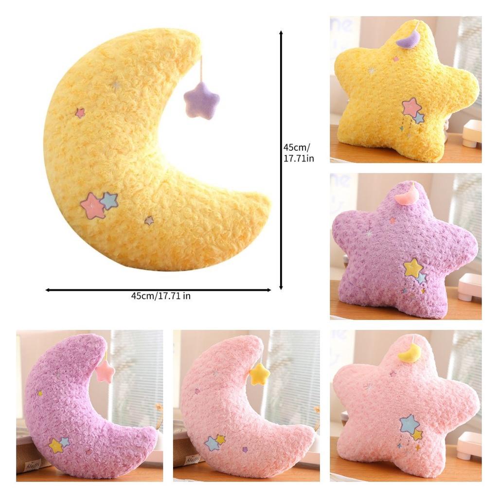 Cute Star And Moon Plush Pillow For Kids Soft And Fluffy Stuffed Toy For Home Decor And Birthday Gifts From Diman