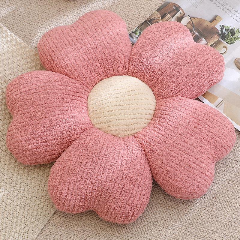 Furry Cherry Blossoms Stuffed Flower Plush Cushion Girly Room Decor Sunflower Pillow Pink Flower for Girls Bedroom Seat Pillow