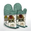 2 Stück 17x33cm Baumwolle Vintage Bedruckte Ofenhandschuhe Backhandschuhe Unterlage Mikrowellen-Isolierung Küchenwerkzeug Partygeschenk