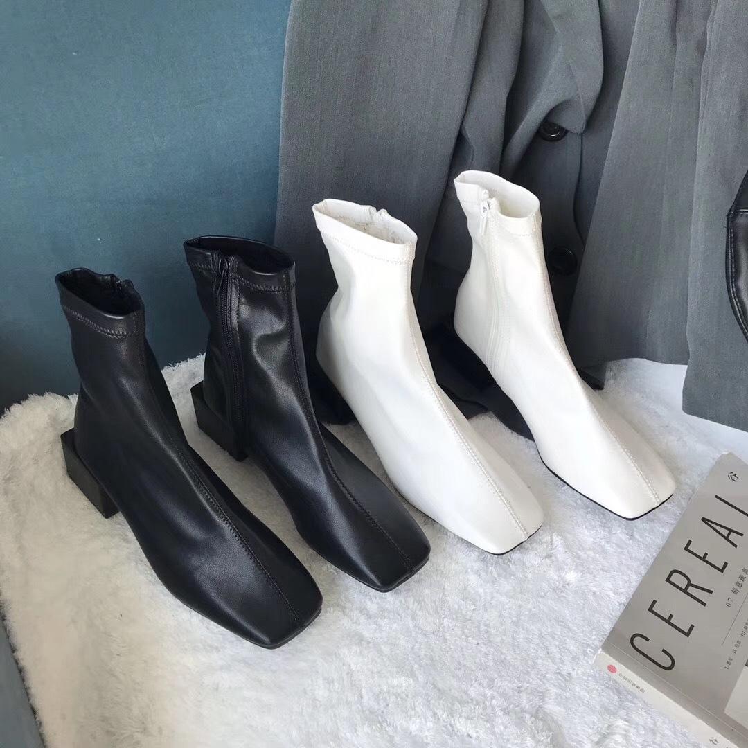 Толстый каблук с короткими ботинками одинарный ботинок короткий трубчатый прилив 2024 — фото 2