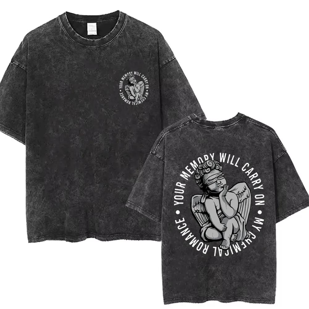 Rock Band My Chemical Romance Music Cover Washed Vintage Printed Tshirt Men Women Punk Emo Rock Oversized Short Sleeve T Shirts