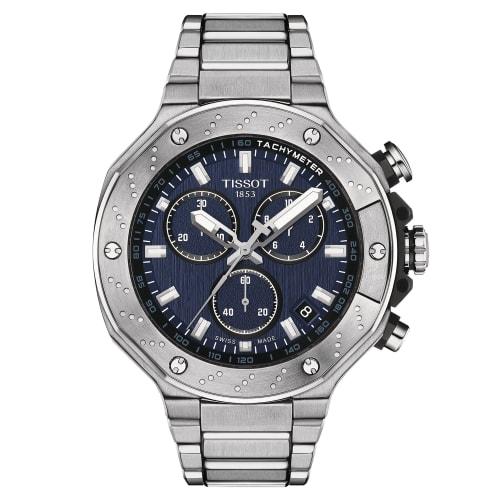 Tissot T-Race Chronograph Watch with Bracelet and Blue Dial, Officially Imported, Men's Model T1414171104100