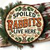 Spoiled Rabbit Lives Here Round Vintage Metal Sign Iron Wall Decor Home Kitchen Cafe