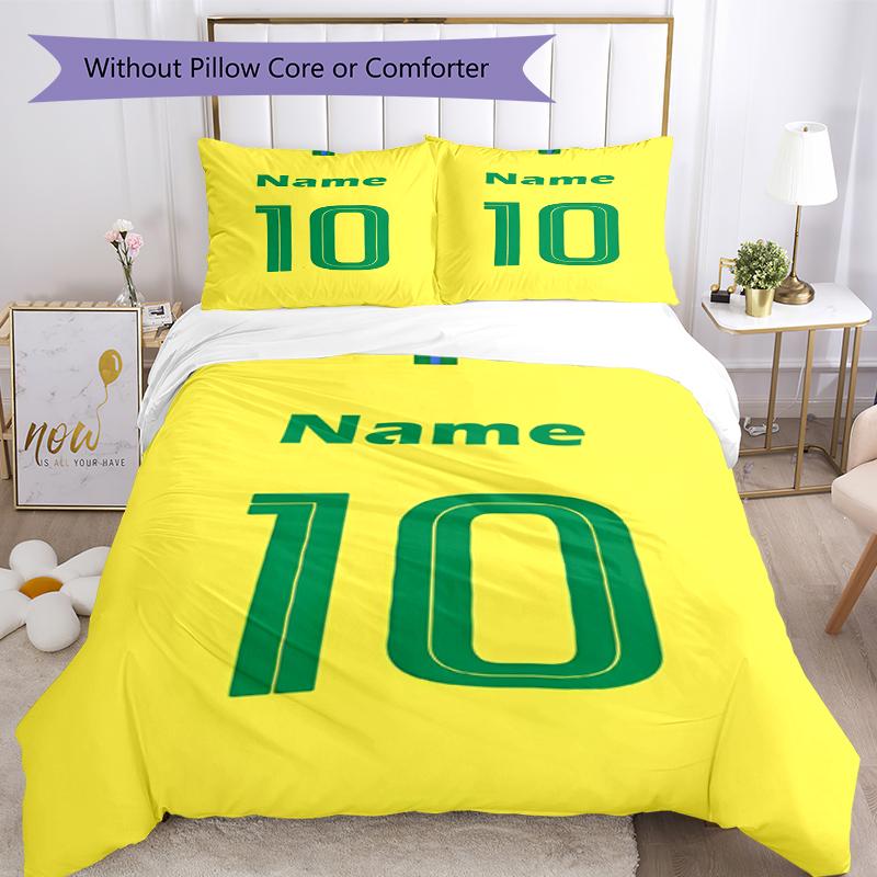 3pcs Custom Name 10 Bedding Set Duvet Cover Closure Includes 1 Duvet Cover & 2 Pillowcases, Soft and Comfortable for All Seasons.