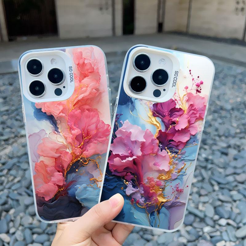 Colorful Flower Laser Phone Case For iPhone 15 Pro Max 14 13 11 12 Pro Max 13 Mini 15 14 Plus Shockproof Protection Back Covers