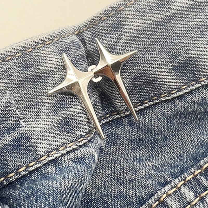 Detachable Fashion Shaped Jean Button Clasps Waist Extender Pin Jean Button, No Sewing Required, Fit Instant Jean Button