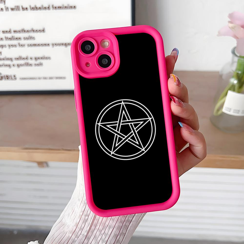 

Aesthetic Pentagram Phone Case for iPhone 17 16 15 14 13 12 11 Air Pro Max Plus Red Soft TPU Shockproof Cover iPhone 11 Pro