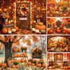 Autumn Scenery Large Banner Yellow Maple Leaves Pumpkin Photography Backdrop Fall Harvest Thanksgiving Party Decor Background