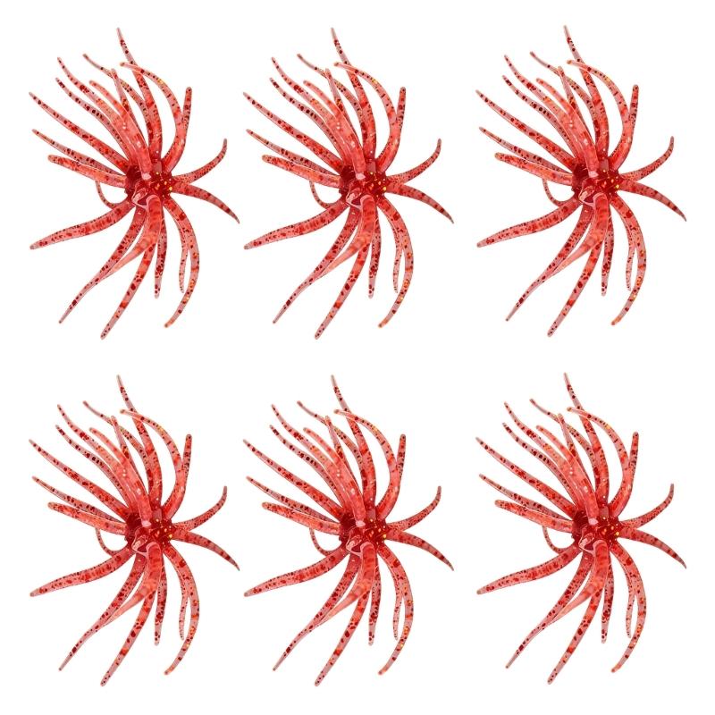 

6Pcs Sea Urchin Fishing Lures With High Buoyancy Soft Floating Swimbait For Freshwater And Saltwater Fishing Enduring красный