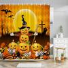 Halloween Pumpkin Bathroom Curtains Cartoon Cute Funny Magic Hat Ghost Broom Bathroom Curtains Party Decor Shower Curtain Fabric