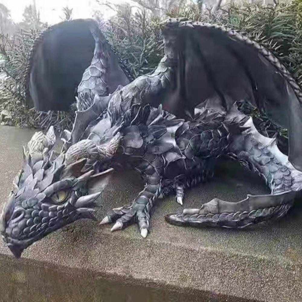 Large Size Dragon Ornaments Resin Dragon Decoration Dark Fantasy Black Dragon Sculpture  Home Decor