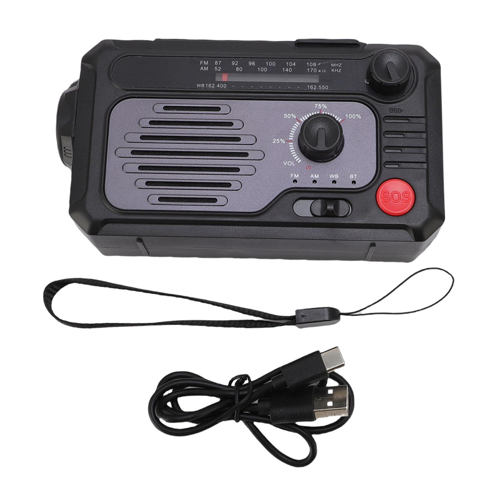 

Solar Emergency Radio Hand Crank Portable AM FM WB Radio with LED Flashlight SOS Alarm for Indoor