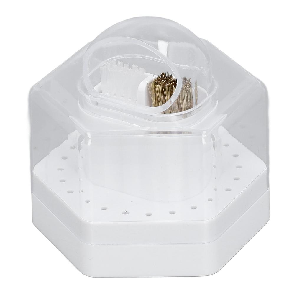 24 Holes 2 in 1 Drill Bits Stand Display Storage Box Nail Drill Bits Cleaning Brush Case Multifunctional Nail Drill Bits Case for Manicure