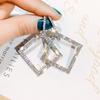Silver Plated Diamond Square Earrings with Needle
