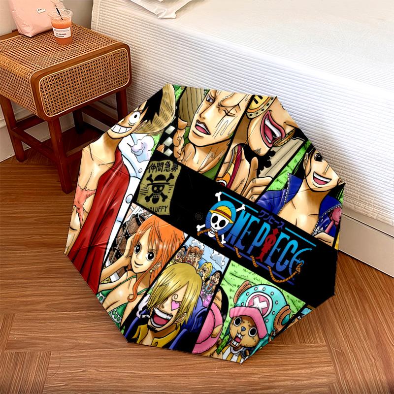 1 PC Automatic Folding Umbrella - Anime One Piece Pattern Portable Foldable Design With 8 Ribs Christmas Birthday Gifts