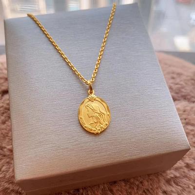 Double-sided Mermaid Necklace Women's Summer Fashion Light Luxury Design Sense Niche Stainless Steel Collarbone Chain