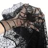 Halloween Spiderweb Tablecloth Black Lace Cobweb Decor with Spiders for Fireplace Mantle Kitchen Party Table Decorations