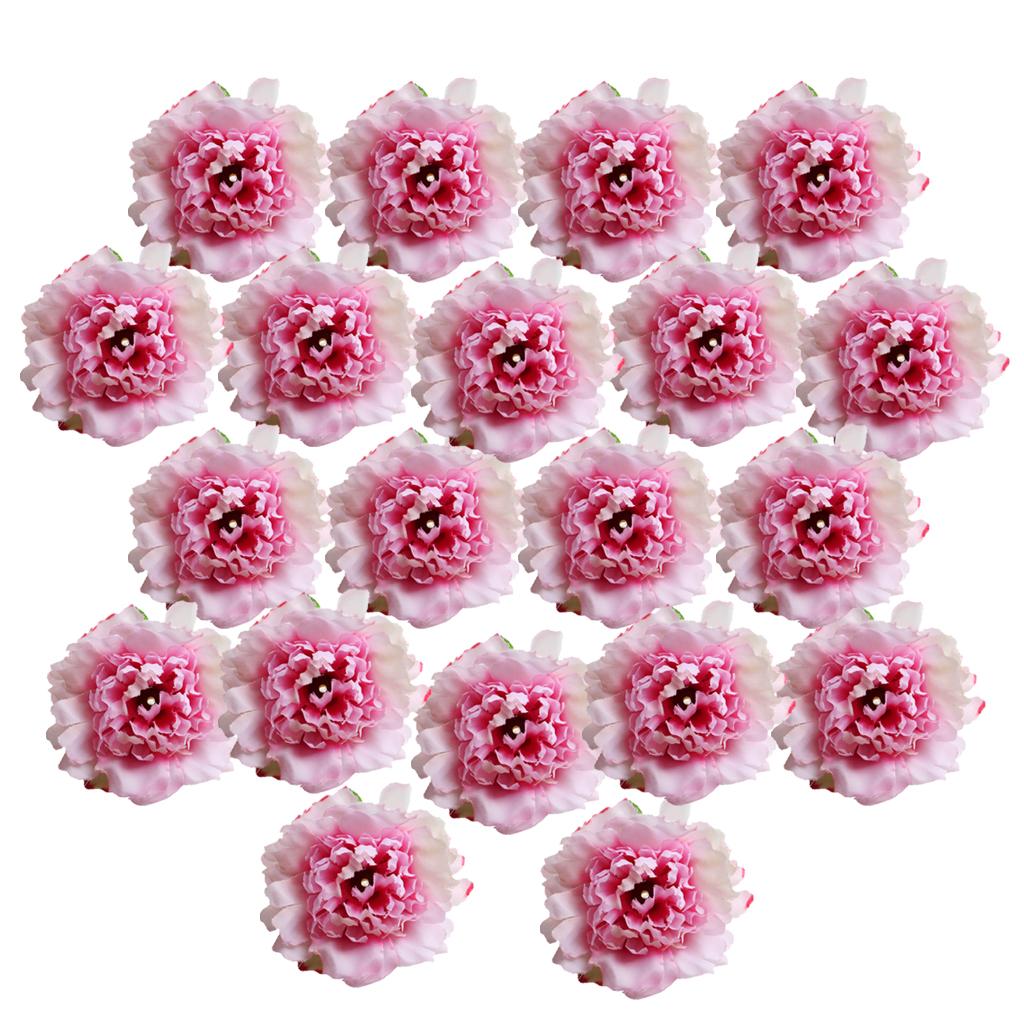 20 Piece Silk Artificial Flowers Rose Heads Fabric Roses Decorative Flower Wedding Party