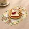 Oval Lace Table Linens Cute Rabbit Placemats, Cartoon Bunny And Tulip Placemat, Hollow Out Floral Kitchen Decor Accessories Place Mat, Fabric