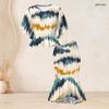 Women Plus Size Round Neck Batwing Short Sleeve Printed Ruffle Hem Top Fishtail Skirt Two Piece Set