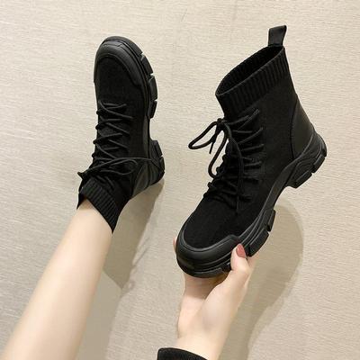 Mode Damen 2024 Winter Koreanischer Stil All-Match Stiefelette Elastische Stiefel Flache Schwarze Skinny Kurze Stiefel Koreanischer Stil Mode Damenstiefel