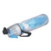 PE Misting Water Bottle Spray Mist Sports Water Bottle Reusable Cooling Drinking Bottle with Double Wall Insulation Carry Loop Blue
