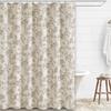 Blue Floral Cotton Shower Curtain Rustic Pastoral Waterproof Plastic Bathroom Liner With Fresh Flower Pattern