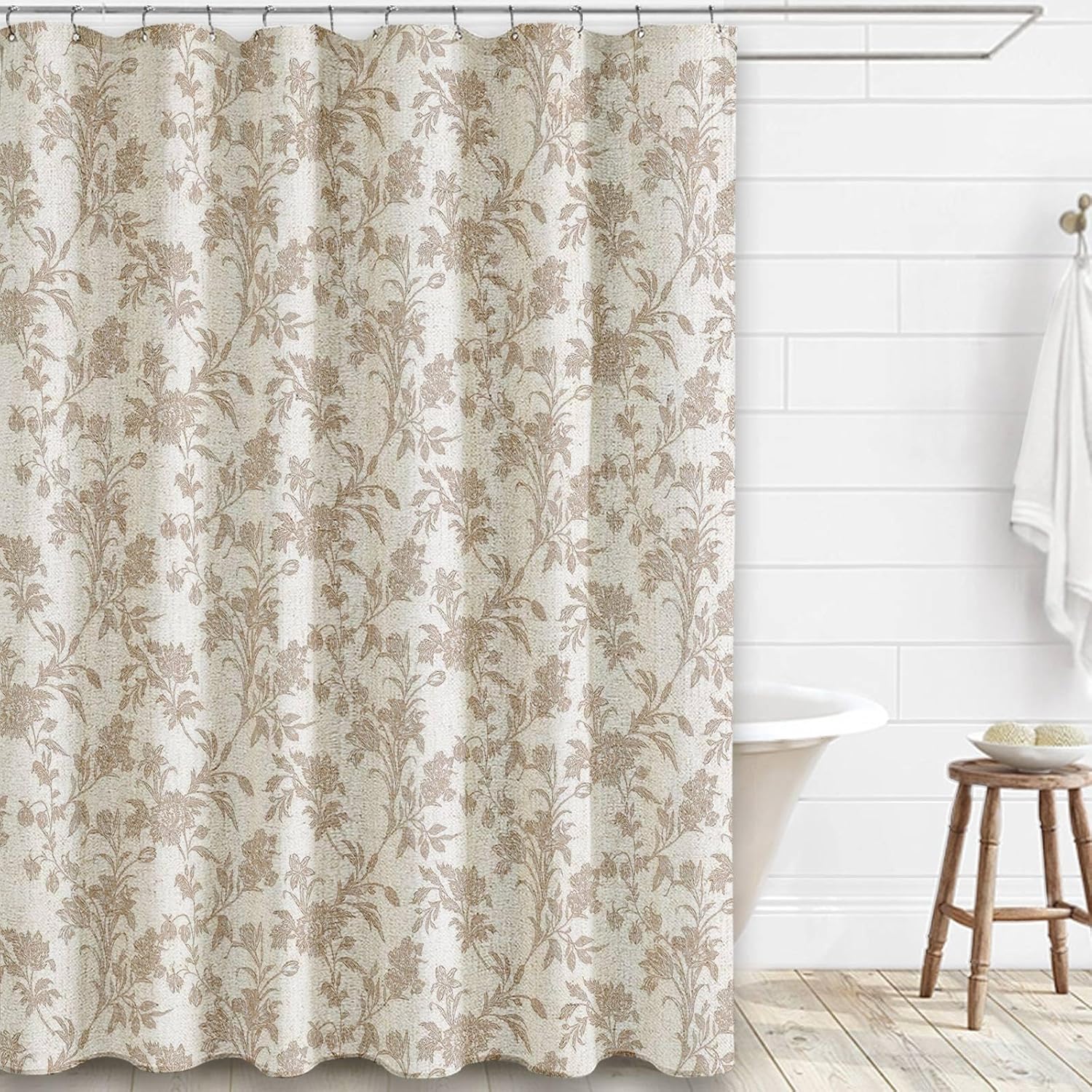 Blauw Bloemig Katoenen Douchegordijn Rustiek Pastorale Waterdichte Plastic Badkamer Liner Met Fris Bloemenpatroon 90x180cm