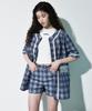 MAGOODGAN Minute 7933 Apron Check Indigo Shorts Hot Pants