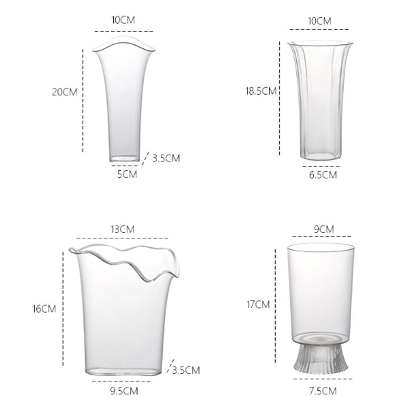 1Pc Flower Vase Acrylic Hydroponic Home Decor Clear Flower Pot Desktop Decorative Vase For Wedding