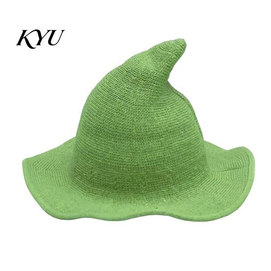 Wide Brim Sun Hat Women Pointed Witch Hat, Foldable Knitted Cap, Halloween Masquerade Party Prop Cosplay for Autumn Winter, Themed Costume Accessory