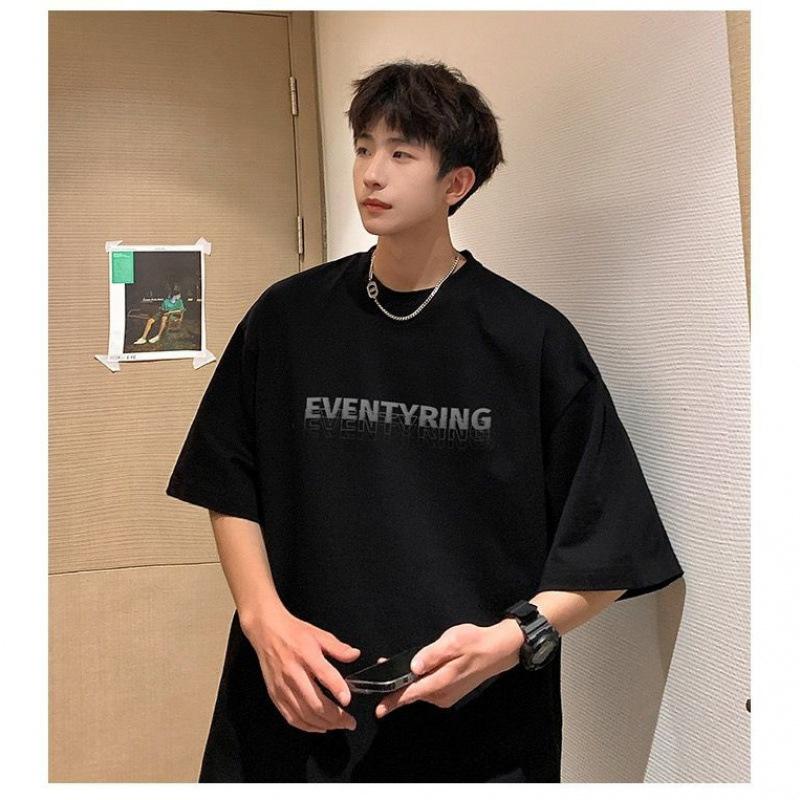 Simple T-shirt Men's Print Summer Trendy Printed Cotton Short Sleeved Loose Trendy Breathable T-shirts