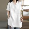 Moda Estiva Camicia da Donna Stile Pendolare Casual Mezza Aperta Manica Corta Top Camicia Casual