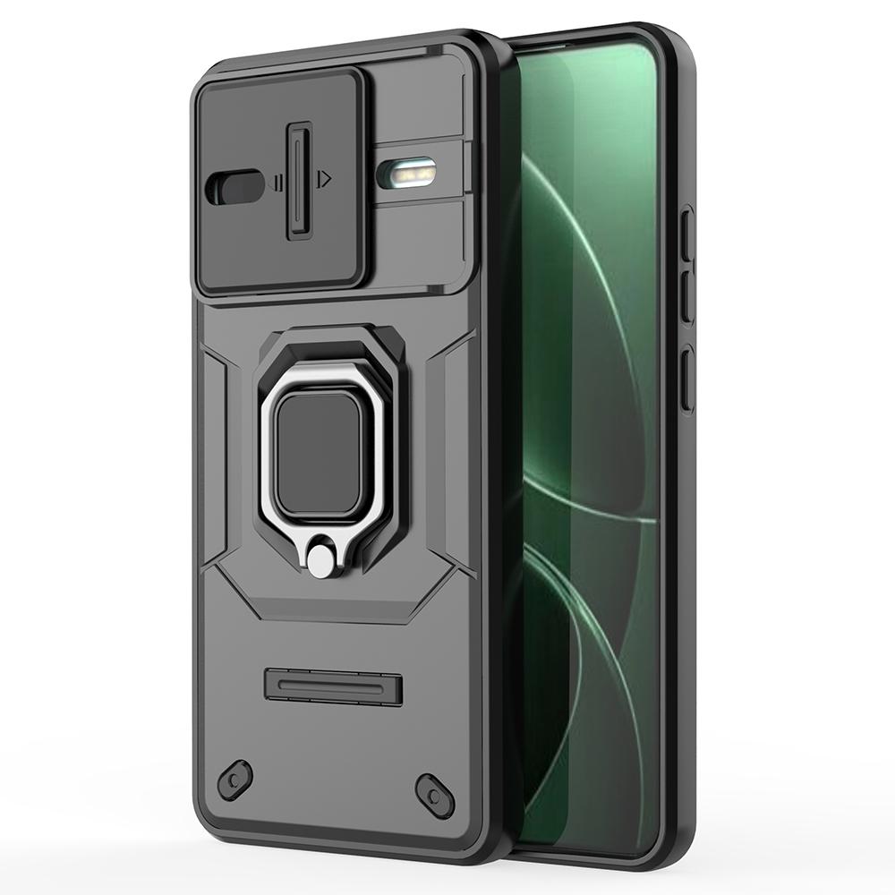 

For Xiaomi Poco F7 Pro 5G/Redmi K80 5G Case PC+TPU Kickstand Phone Protector with Lens Cover Black