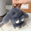 Rabbit Keychain Ring Fluffy Real Fur Pompon Bunny Trinket Key Chain Charm Cute Key Ring On Bag Car Key Pendant