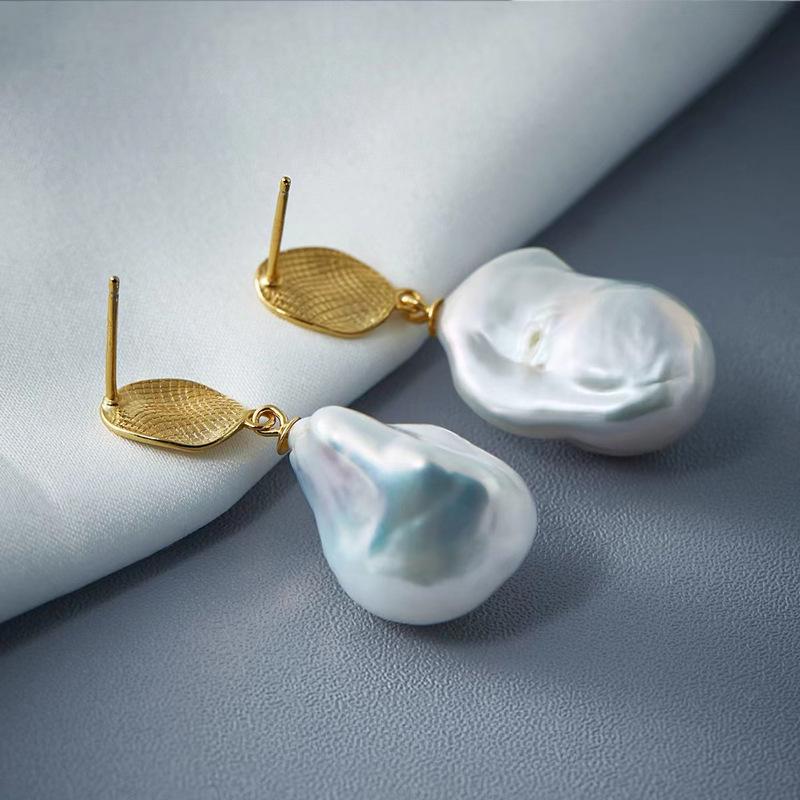 

Zhuji Iridescent Baroque Freshwater Pearl Earrings, S925 Sterling Silver Studs, Women s Jewelry. 20mm+ (Iridescent)