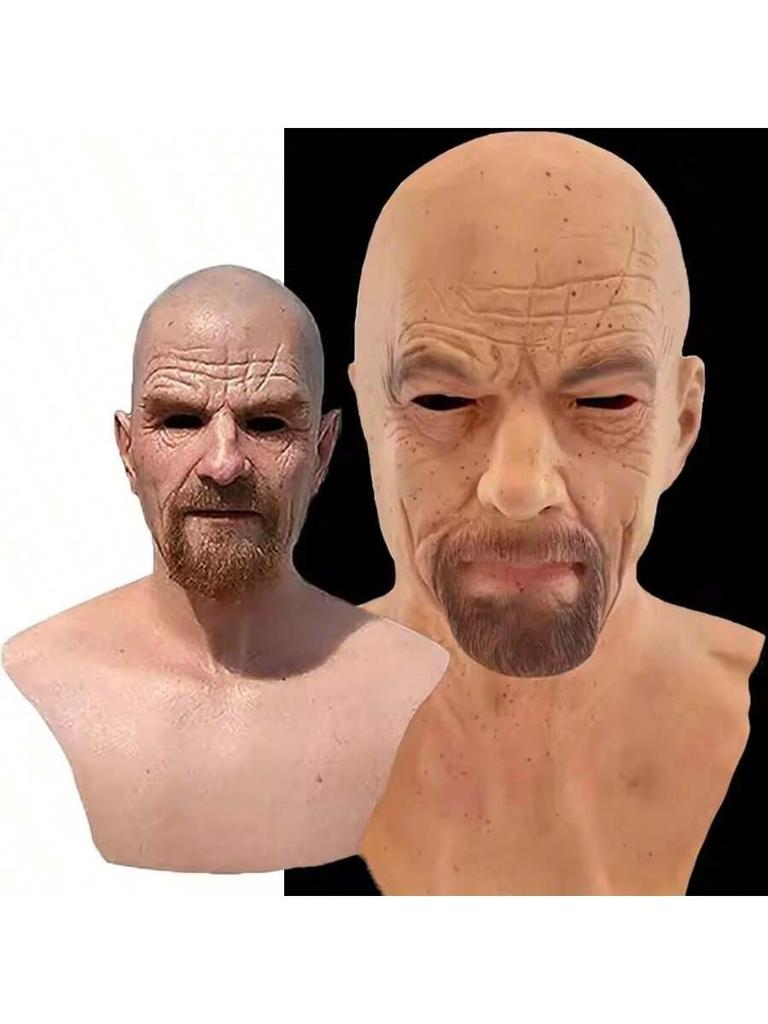 Realistic Bald Old Man Mask Breaking Bad Walter White Mask Heisenberg Latex Mask Adult Halloween Cosplay Party Masquerade Props