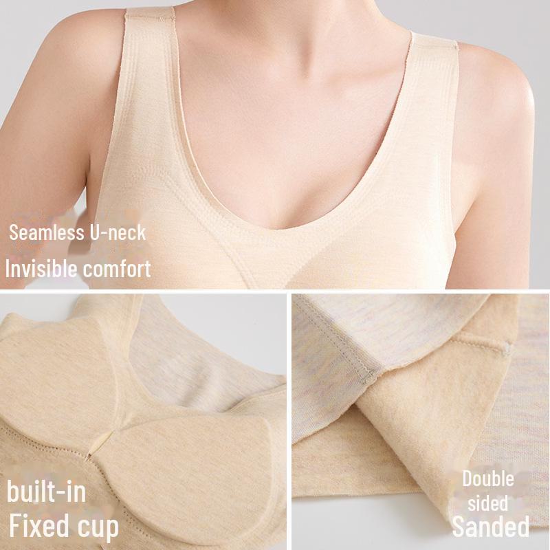 Women's German Wool Thermal Vest: Thickened Silk, Cashmere Blend with Chest Pad for Autumn/Winter