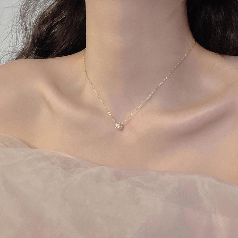 

925 Silver Geometric Shape Necklace Personality Charm Simple Style Woman Pendant Choker Party Gift Exquisite Jewelry золотой