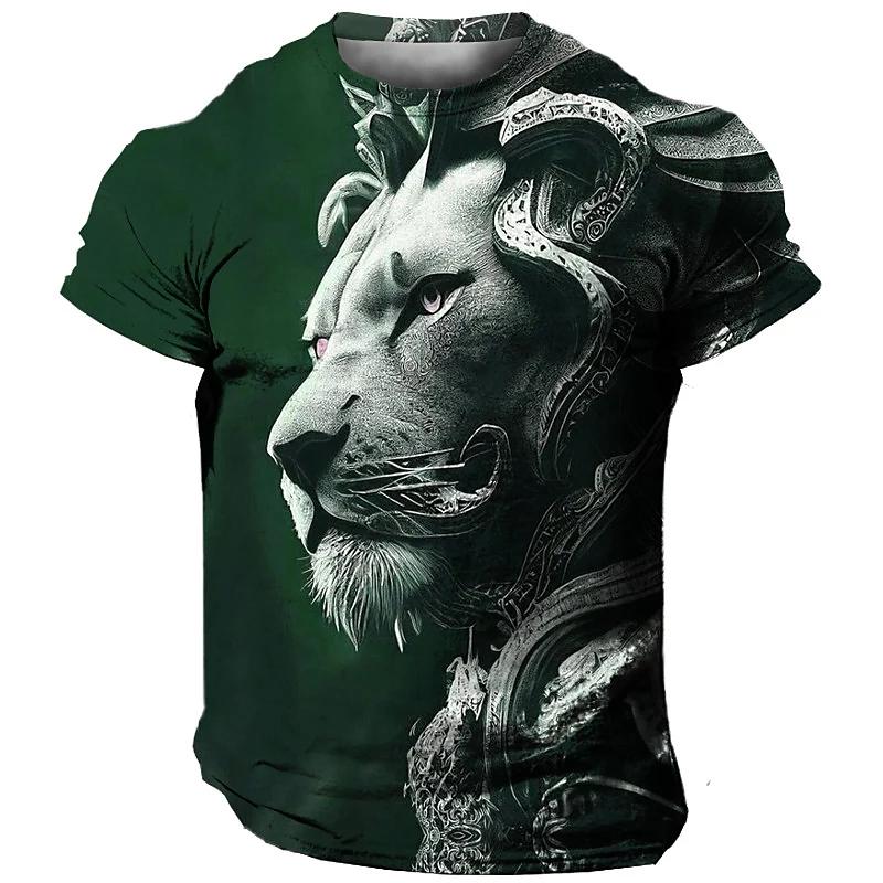 Übergroßes Herren-T-Shirt 3D Löwen-Print T-Shirts Tops Sommer Lässig Herren Tiermuster T-Shirt Streetwear Damen Mode Kleidung