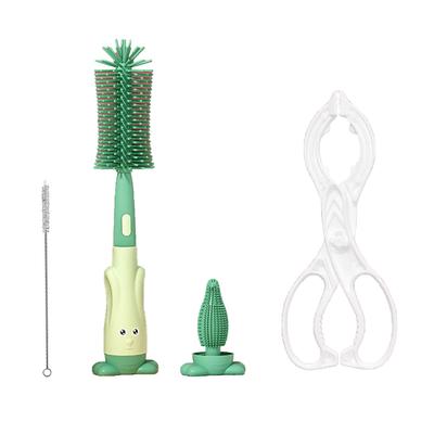 Conjunto de Escovas para Limpeza de Mamadeiras com Clipe para Mamadeira Silicone Seguro de Grau Alimentício Sem Odor Ferramenta de Limpeza Ecológica