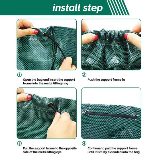 Leaf Collection Bag 13 Gal/32Gal/72 Gal Reusable Yard Waste Bag Heavy-Duty Upright Leaf Collector with 4 Handles for Lawn Garden Maintenance