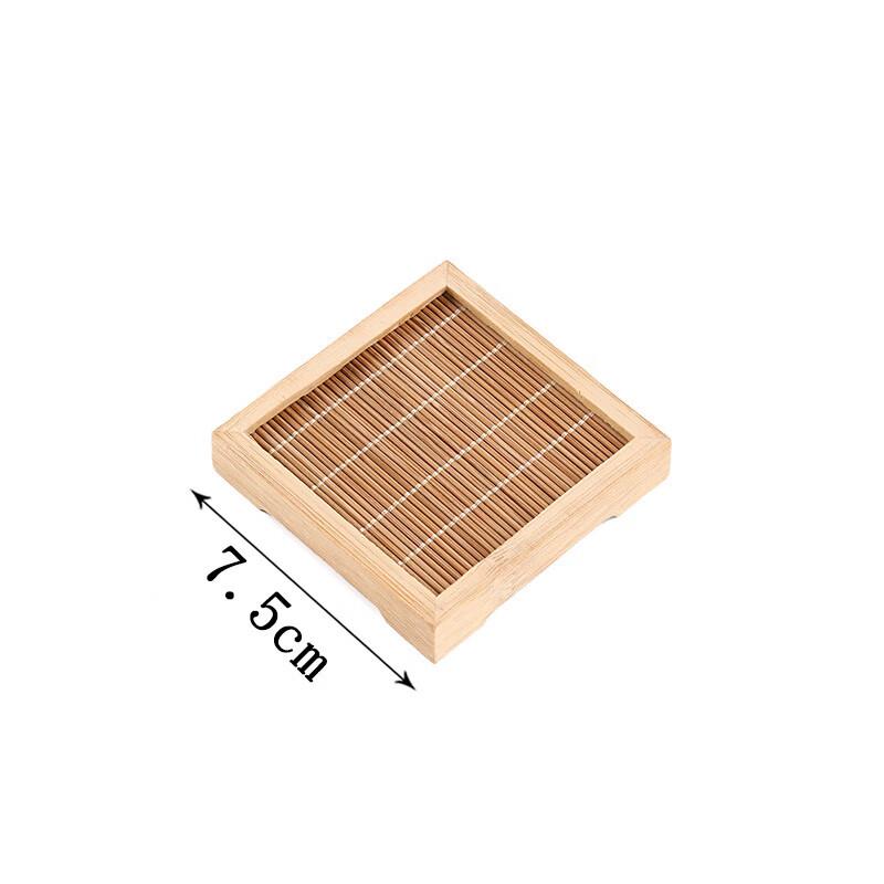 TLAKEHO Bamboo Square 7-Piece Coaster & Tray Set