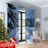 2pcs 2D Flat Printing Merry Christmas Popular Window Drapes Winter Snow Lane Lamppost Holiday Polyester Without Electricity