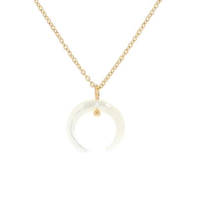 [R4487] - Yaratıcı çelik kolye 'Kleopatra' altın beyazı - 15 mm (Korna)