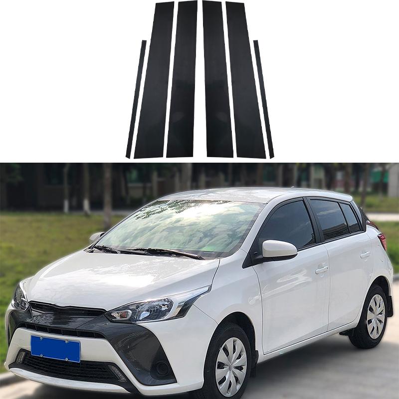 

6 шт. Накладки на стойки для Toyota Yaris Vios XP150 Дверь Хэтчбек Стойки оконных стоек Глянцевые черные накладки Наклейки Аксессуары