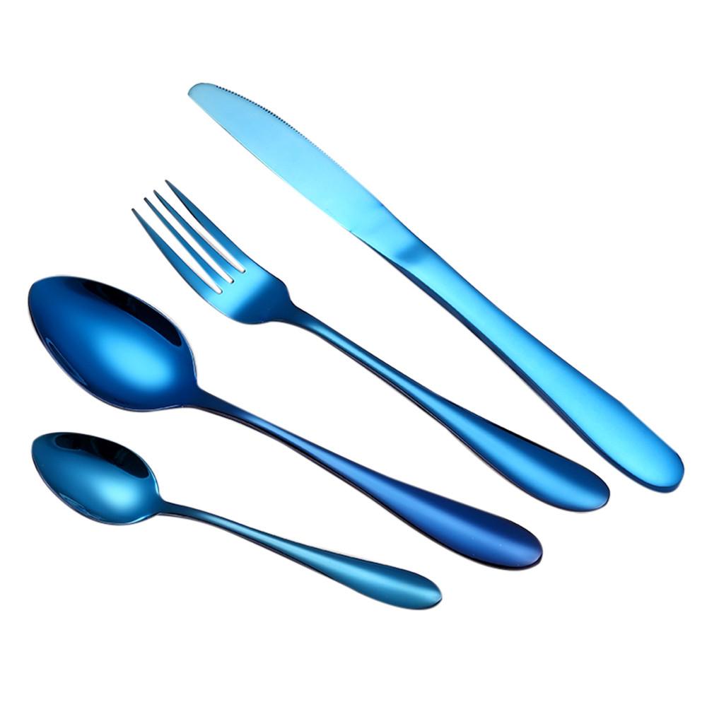 4PCS Set Stainless Steel Upscale Dinnerware Flatware Cutlery Fork Spoon Teaspoon
