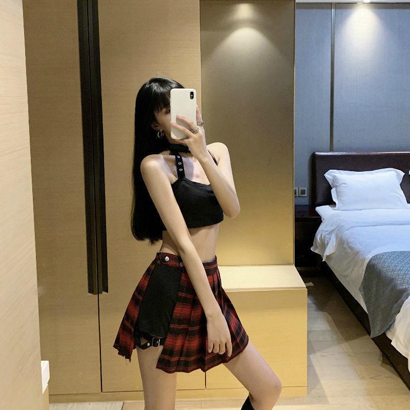 Saia gótica plissada punk mini saia estilo preto perna gravata meia saia saia irregular calças