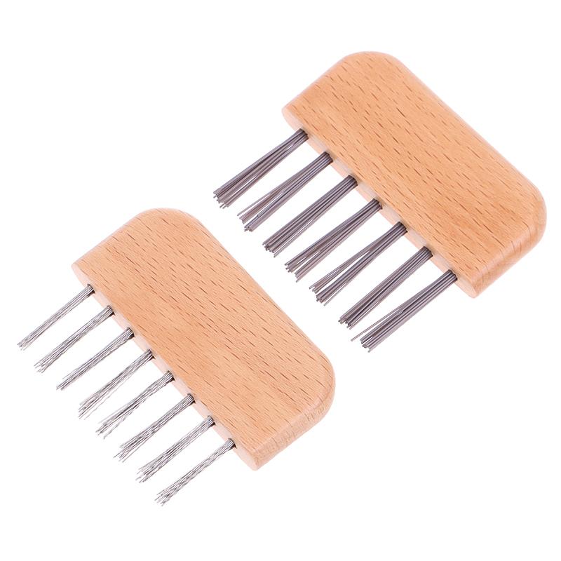 1Pc Wooden Handle Comb Cleaner Delicate Cleaning Removable Hair Brush Comb Cleaner Tool Handle Embeded Tool